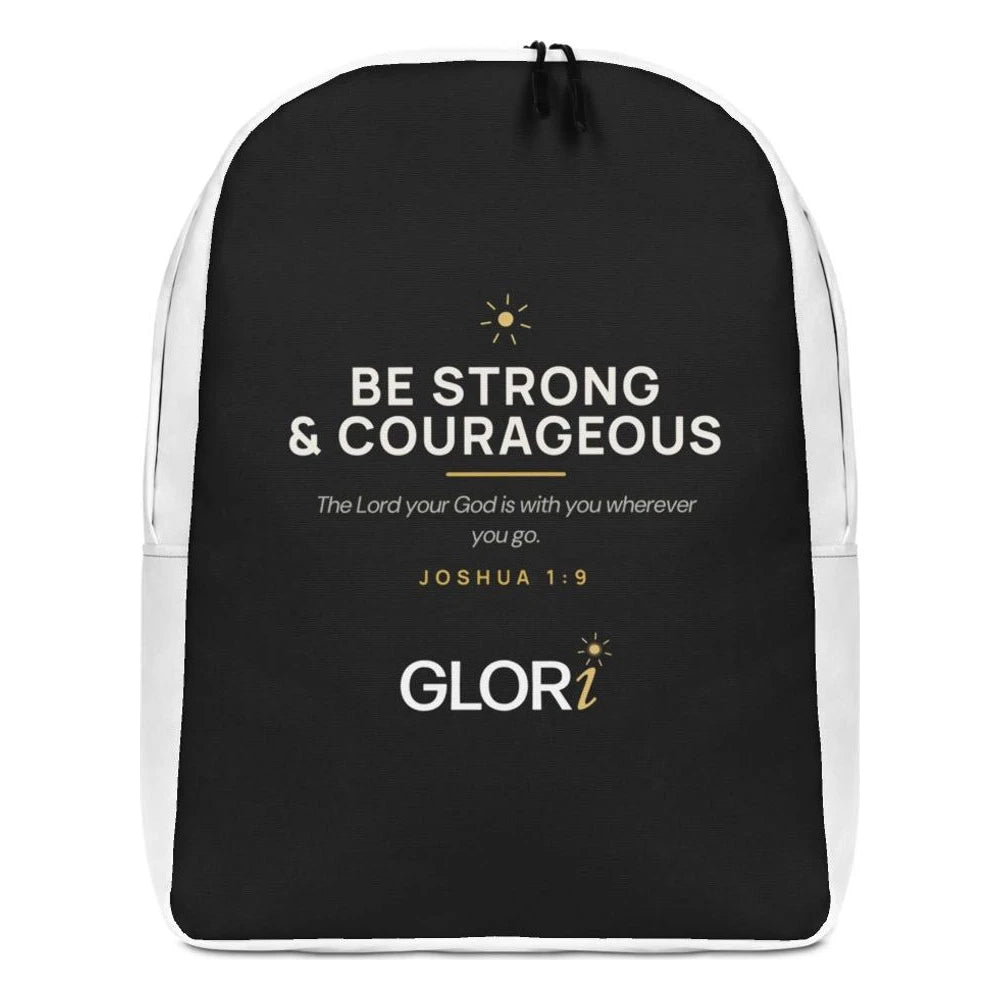 Minimalist Backpack — Be Strong and Courageous — Black