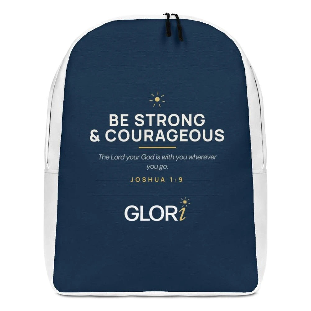 Minimalist Backpack — Be Strong and Courageous — Navy