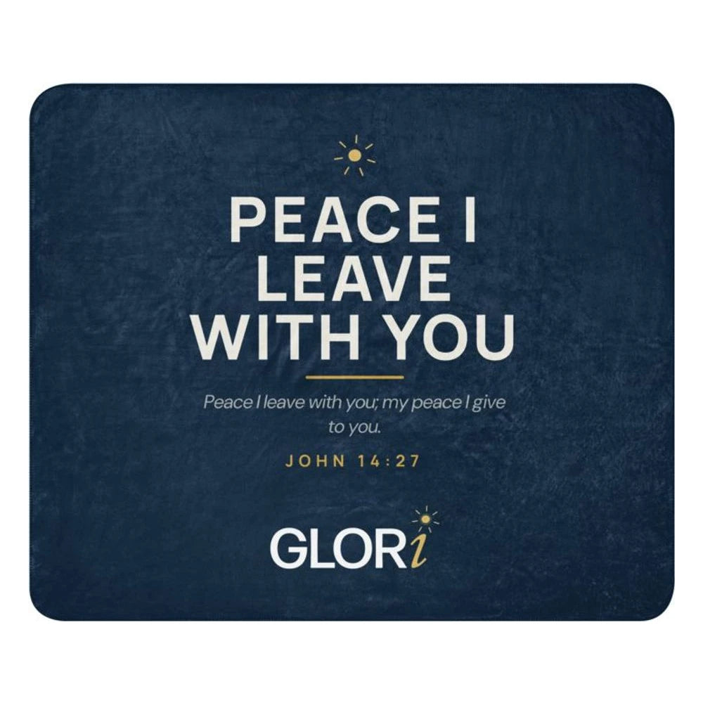 Sherpa Blanket — Peace I Leave With You — Navy