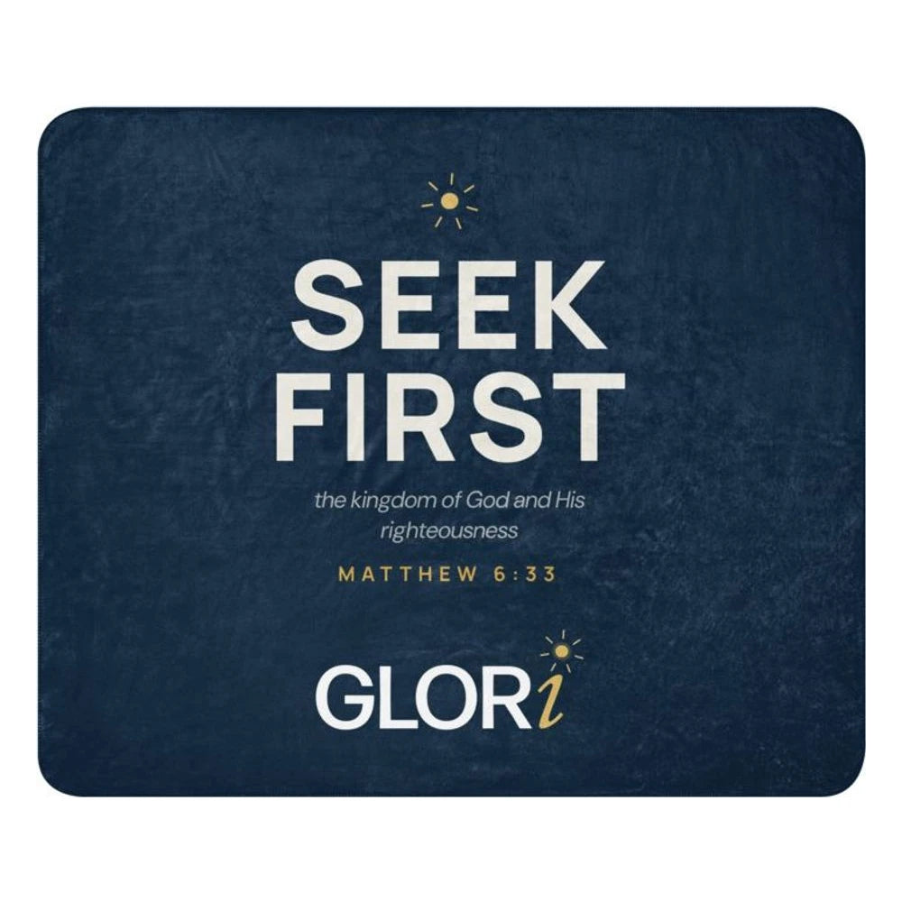 Sherpa Blanket — Seek First — Navy