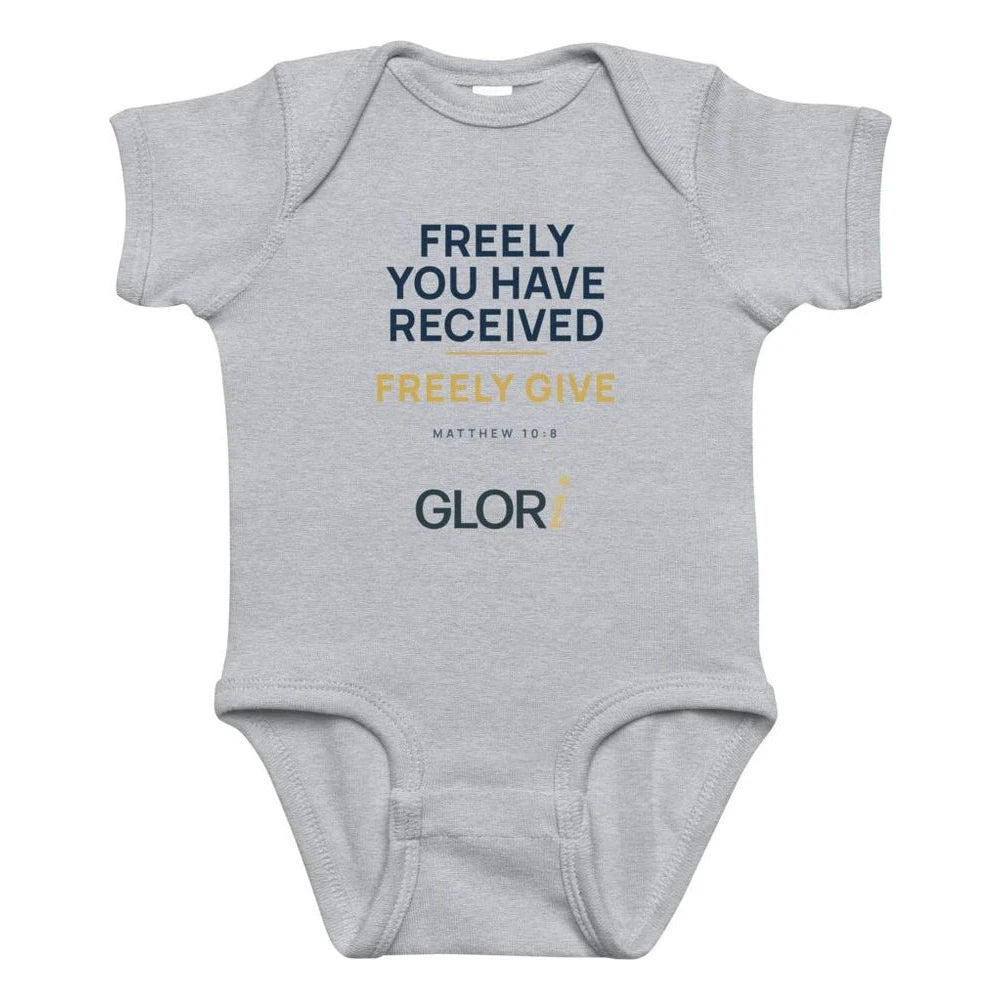 Baby Bodysuit — Freely You Have Received — Heather