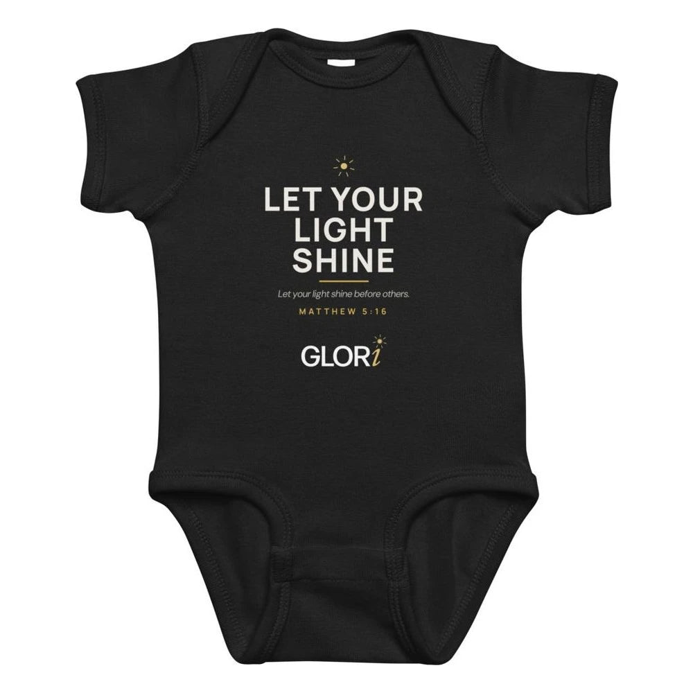 Baby Bodysuit — Let Your Light Shine — Black