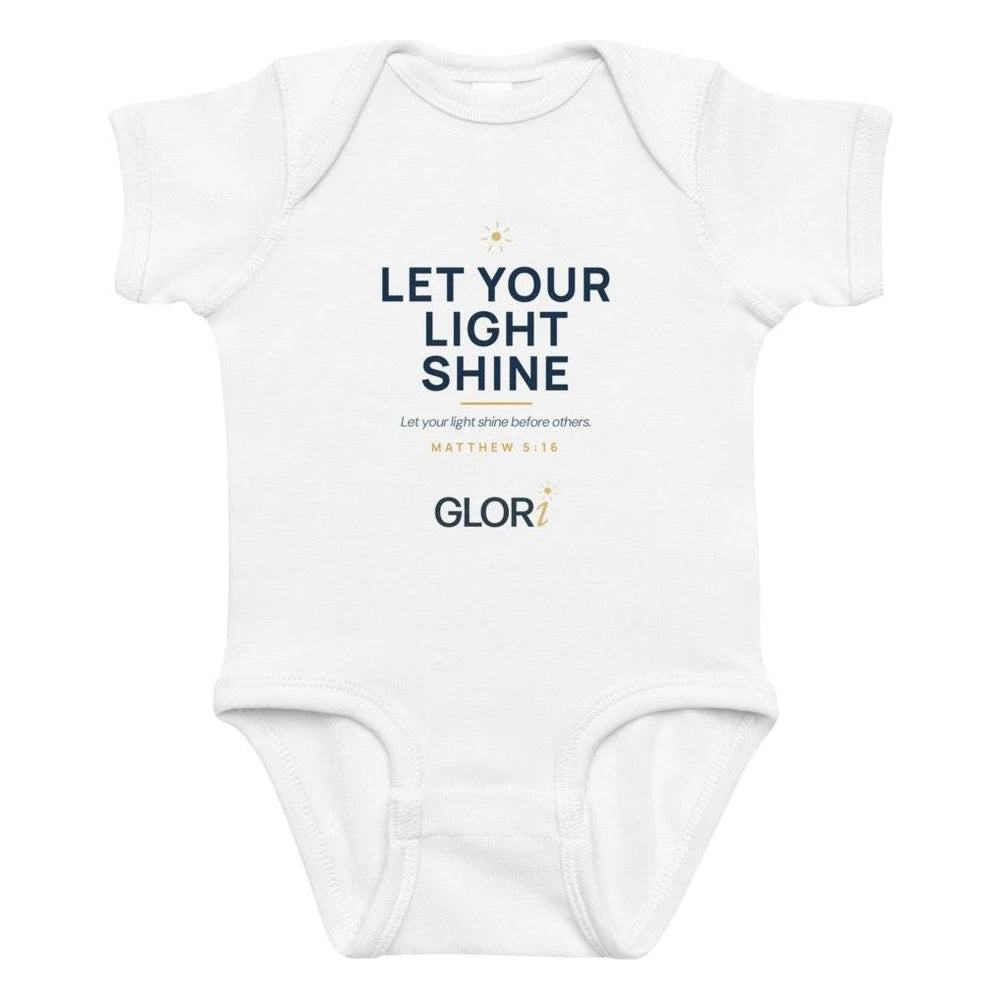 Baby Bodysuit — Let Your Light Shine — White