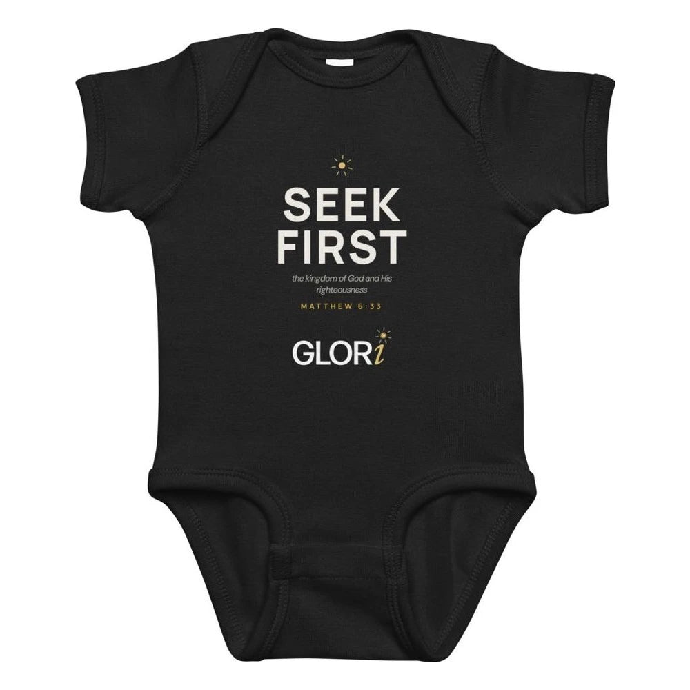 Baby Bodysuit — Seek First — Black