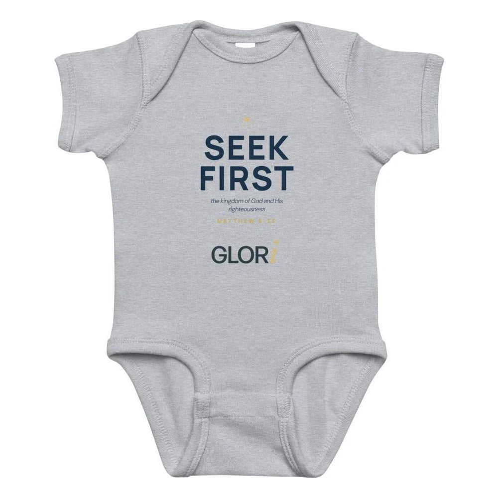 Baby Bodysuit — Seek First — Heather