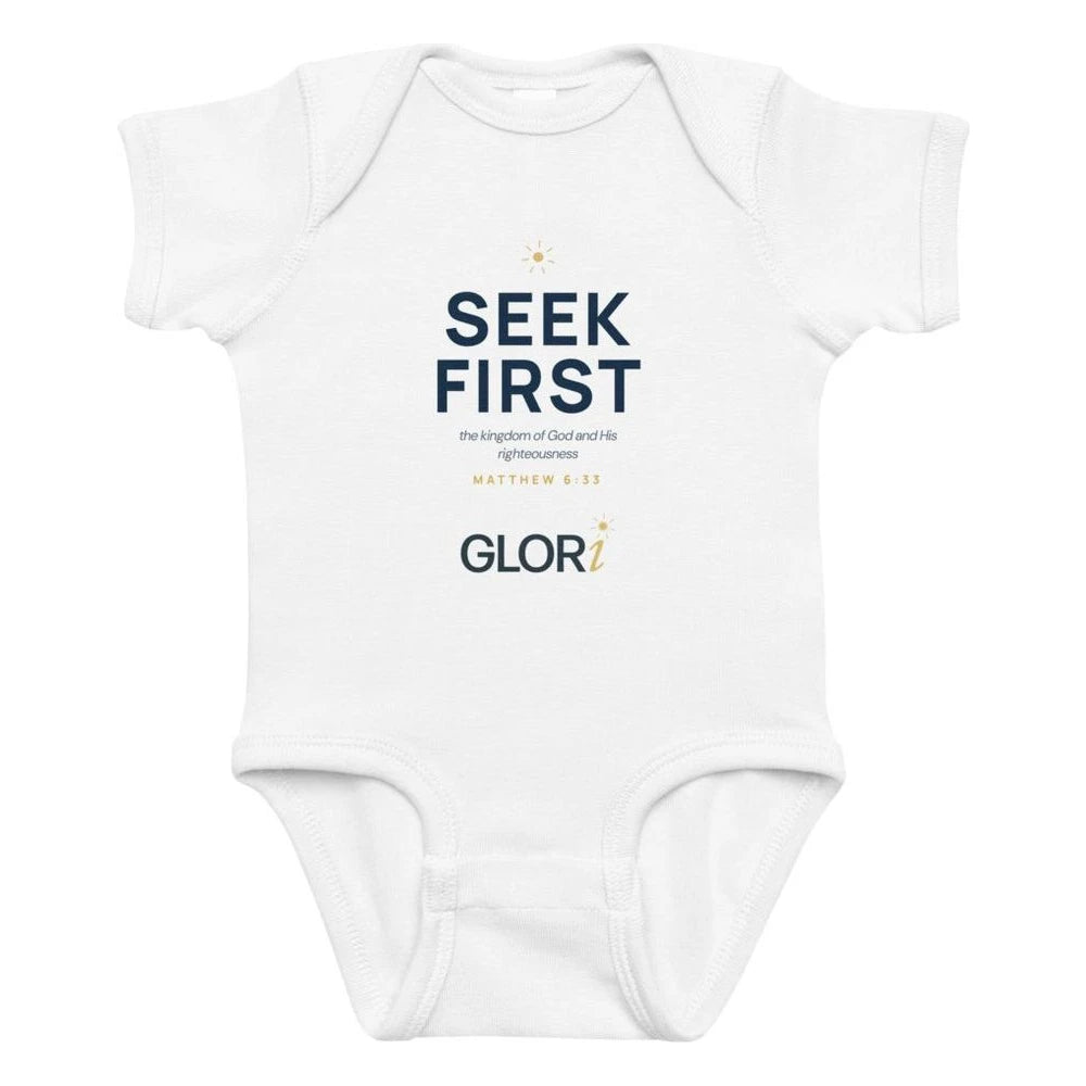 Baby Bodysuit — Seek First — White