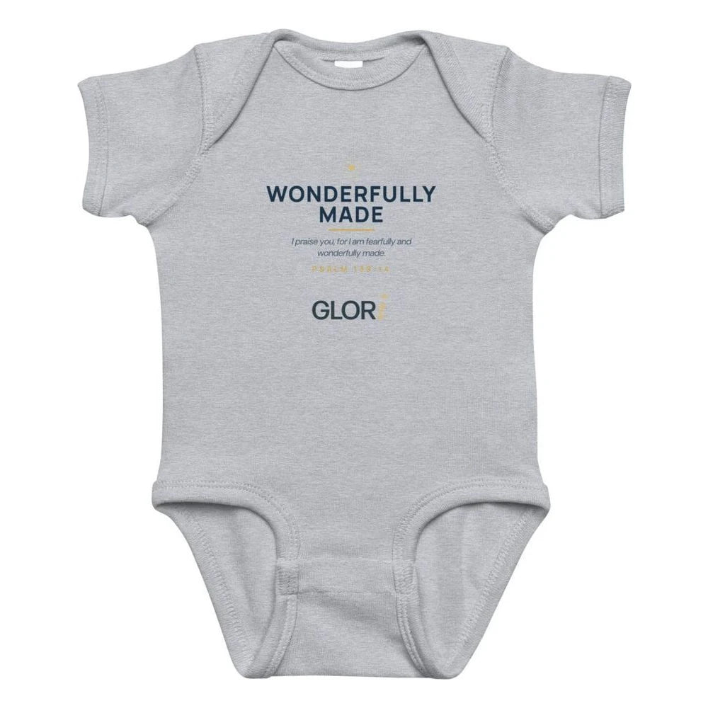 Baby Bodysuit — Wonderfully Made — Heather