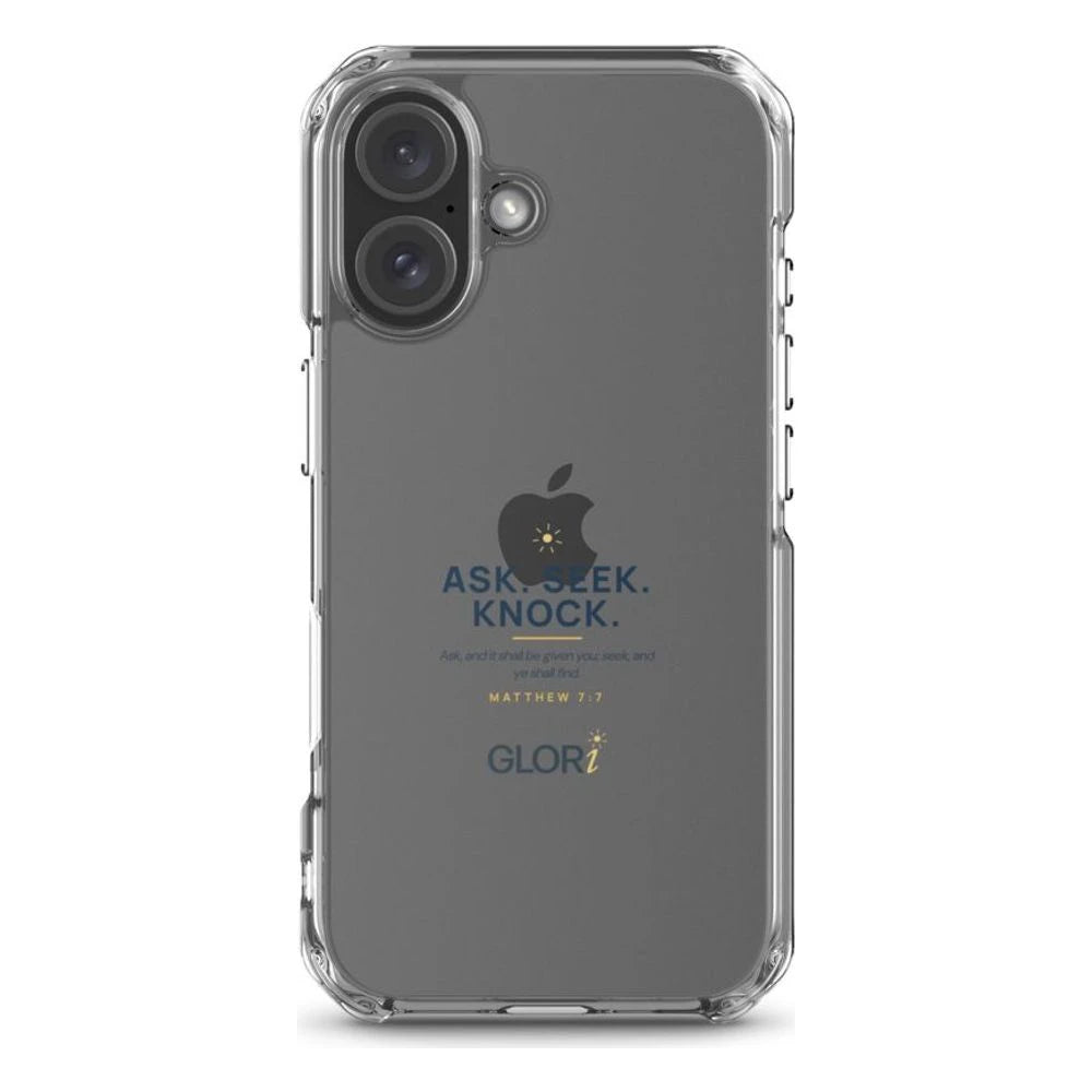 Clear Case — Ask, Seek, Knock — Navy — iPhone 16