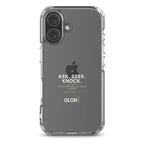 Clear Case — Ask, Seek, Knock — White — iPhone 16