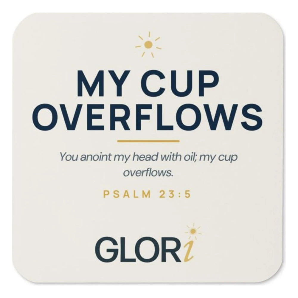 Cork-Back Coaster — My Cup Overflows — Cream