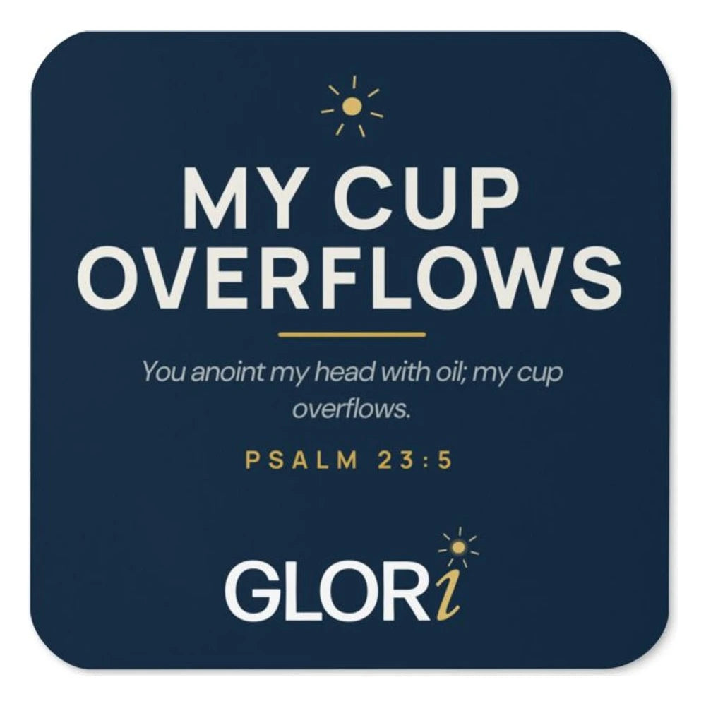 Cork-Back Coaster — My Cup Overflows — Navy
