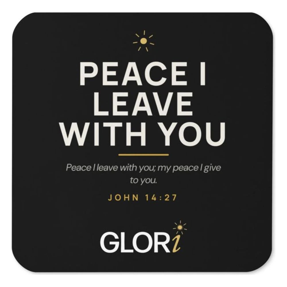 Cork-Back Coaster — Peace I Leave With You — Black