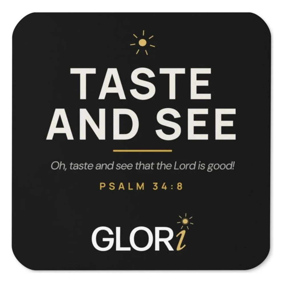 Cork-Back Coaster — Taste and See — Black