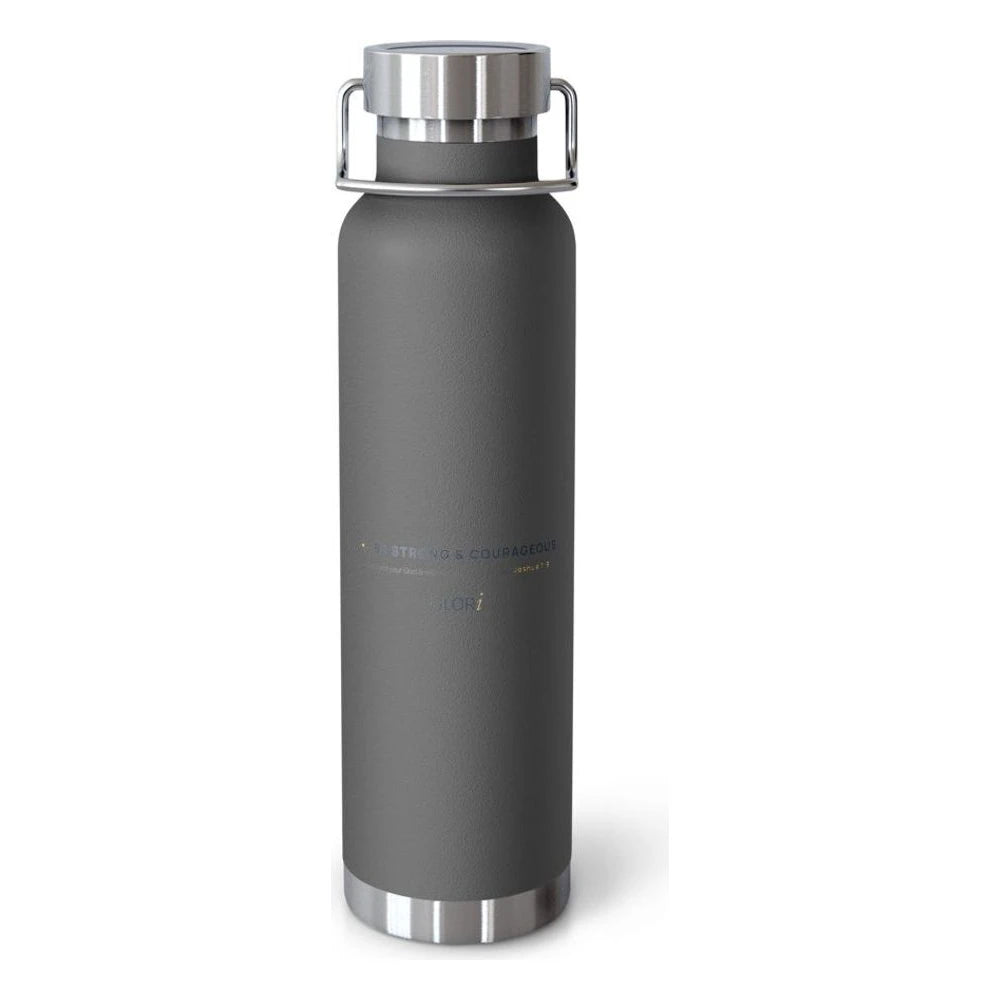 Copper Insulated Bottle — Be Strong and Courageous — Grey