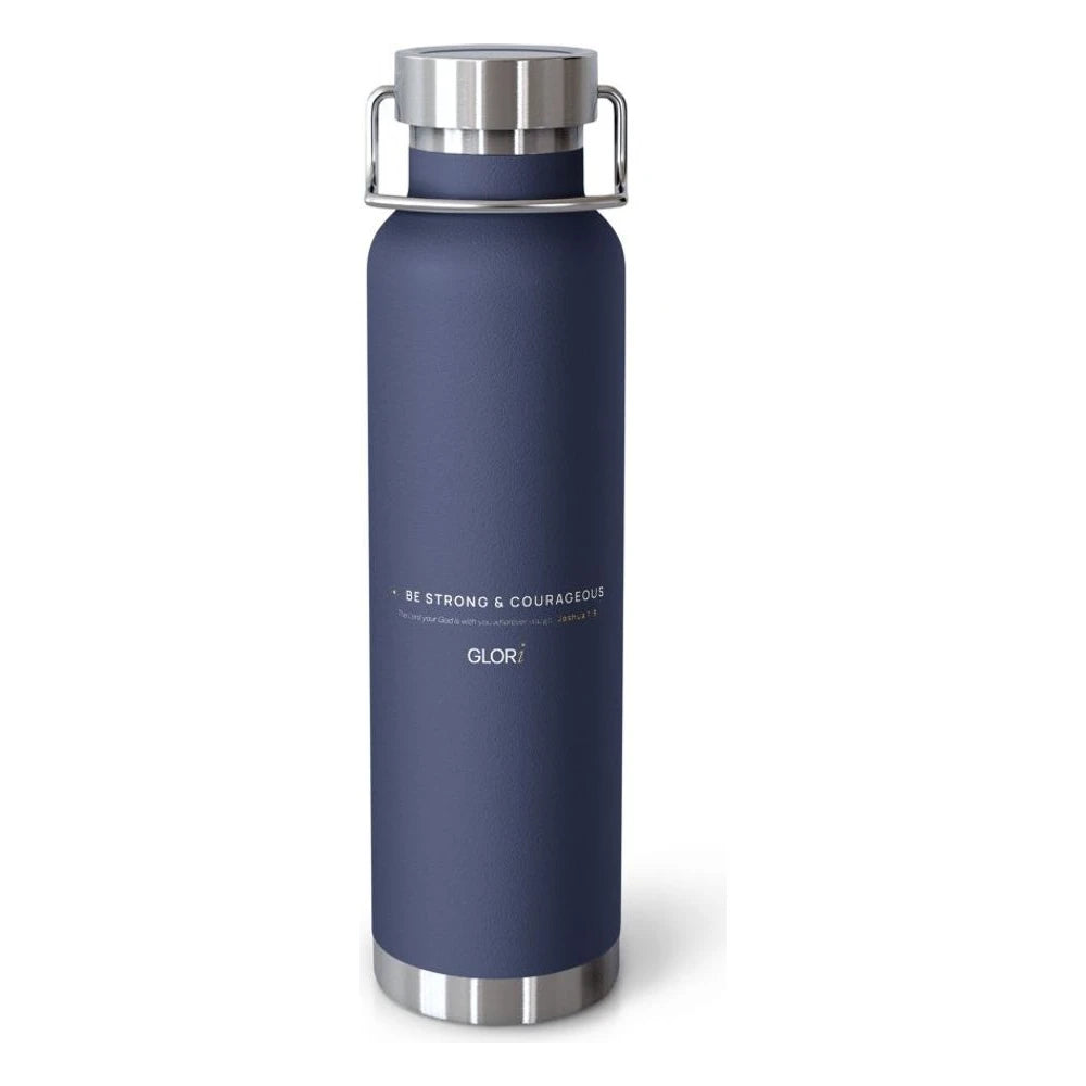 Copper Insulated Bottle — Be Strong and Courageous — Navy