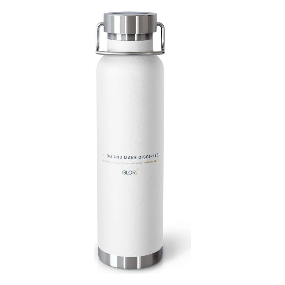 Copper Insulated Bottle — Go and Make Disciples — White
