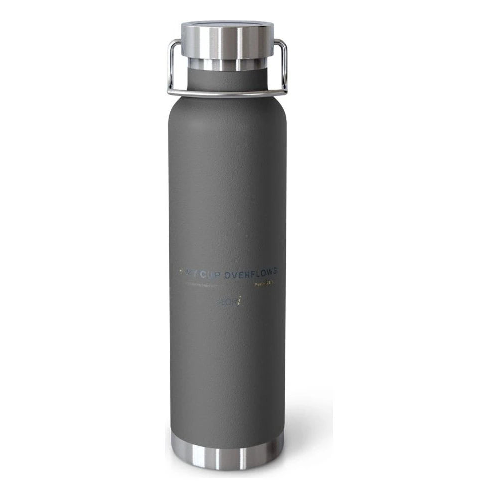 Copper Insulated Bottle — My Cup Overflows — Grey