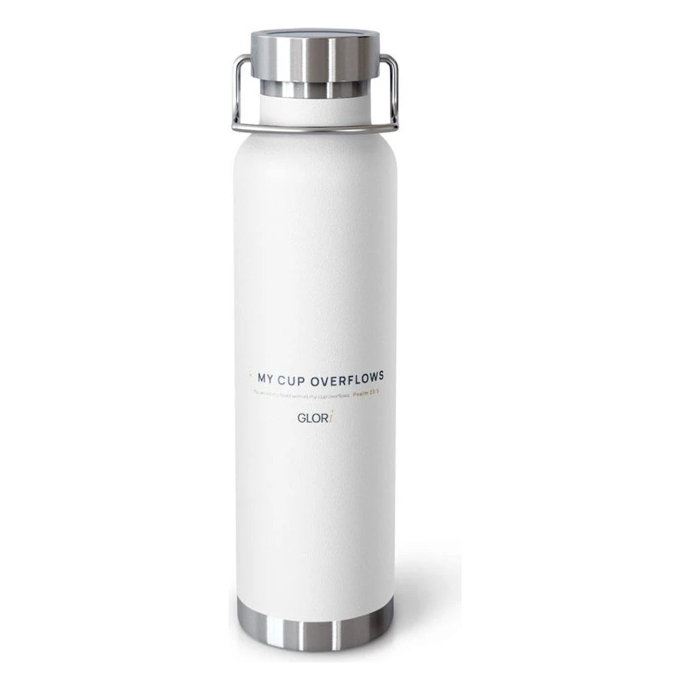 Copper Insulated Bottle — My Cup Overflows — White