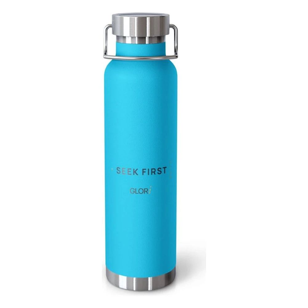 Copper Insulated Bottle — Seek First — Pebble Blue