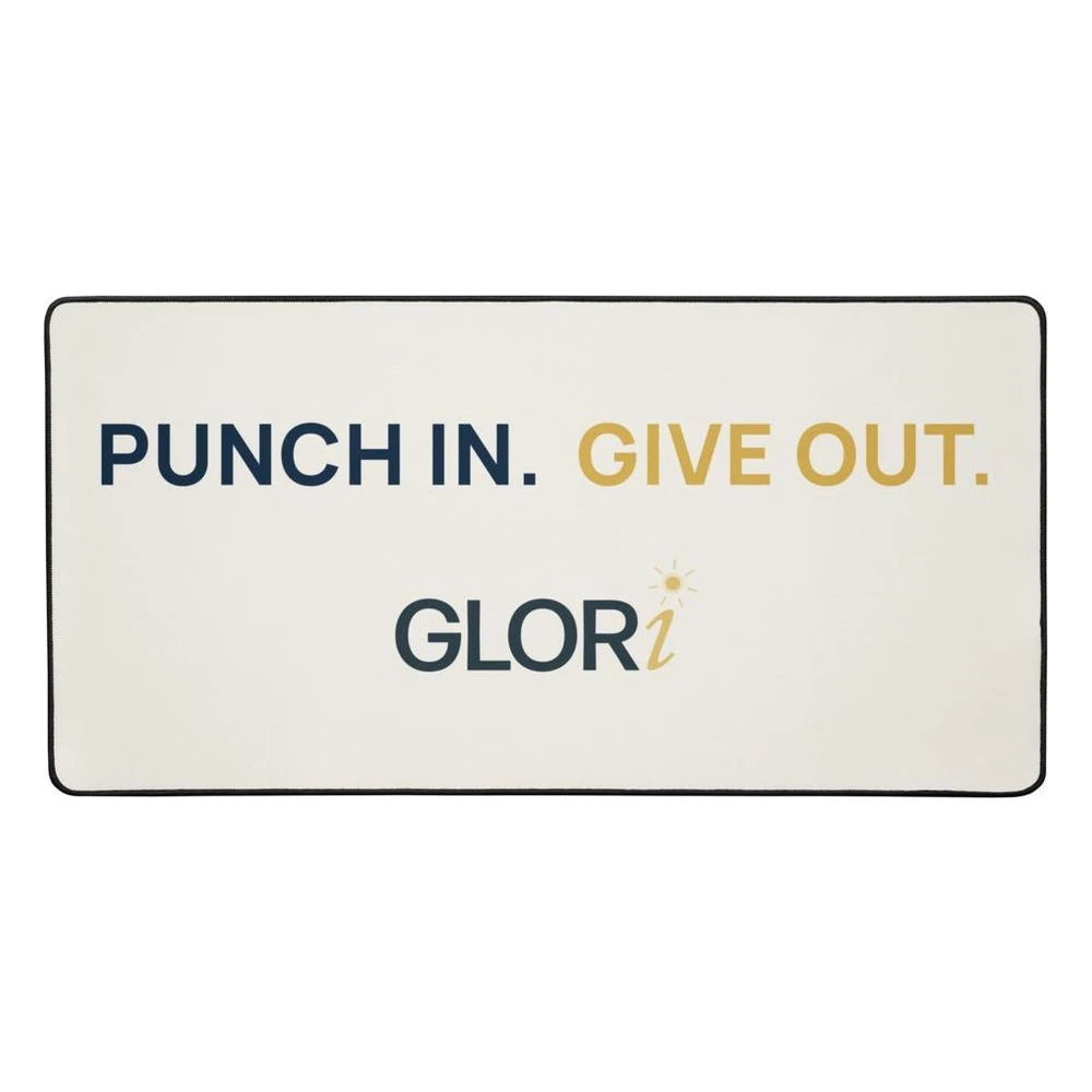 Desk Mat — Punch In. Give Out. — Cream