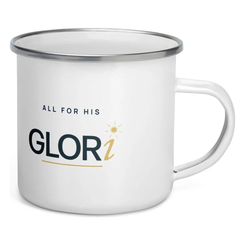 Enamel Camp Mug — All for His GLORi — White