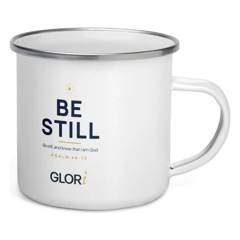 Enamel Camp Mug — Be Still — White