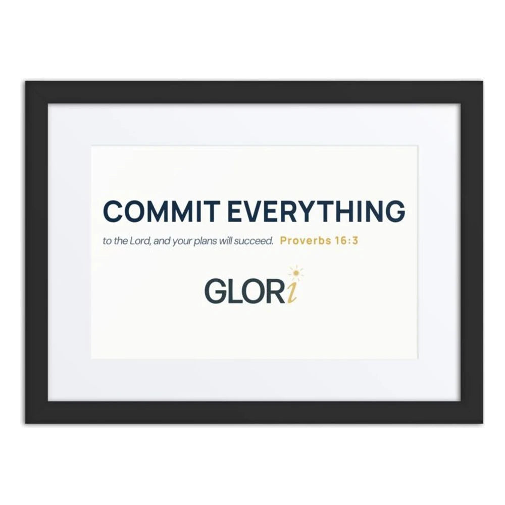 Framed Verse Poster — Commit Everything — Black