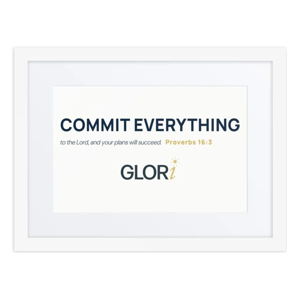 Framed Verse Poster — Commit Everything — White