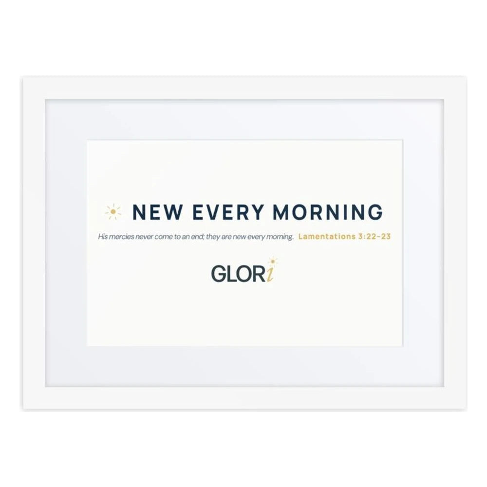 Framed Verse Poster — New Every Morning — White