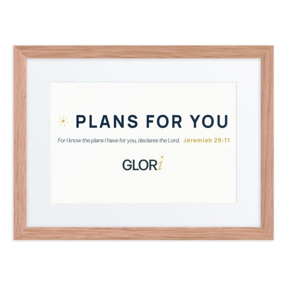 Framed Verse Poster — Plans for You — Red Oak