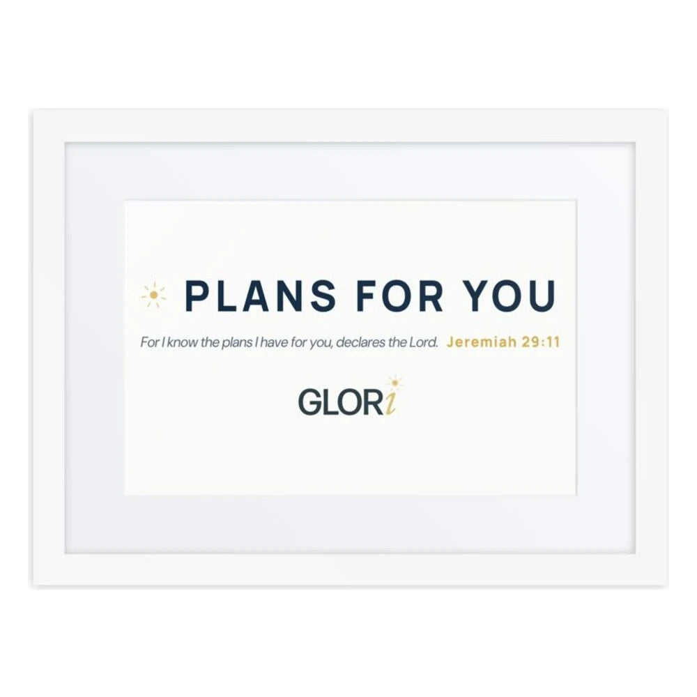 Framed Verse Poster — Plans for You — White