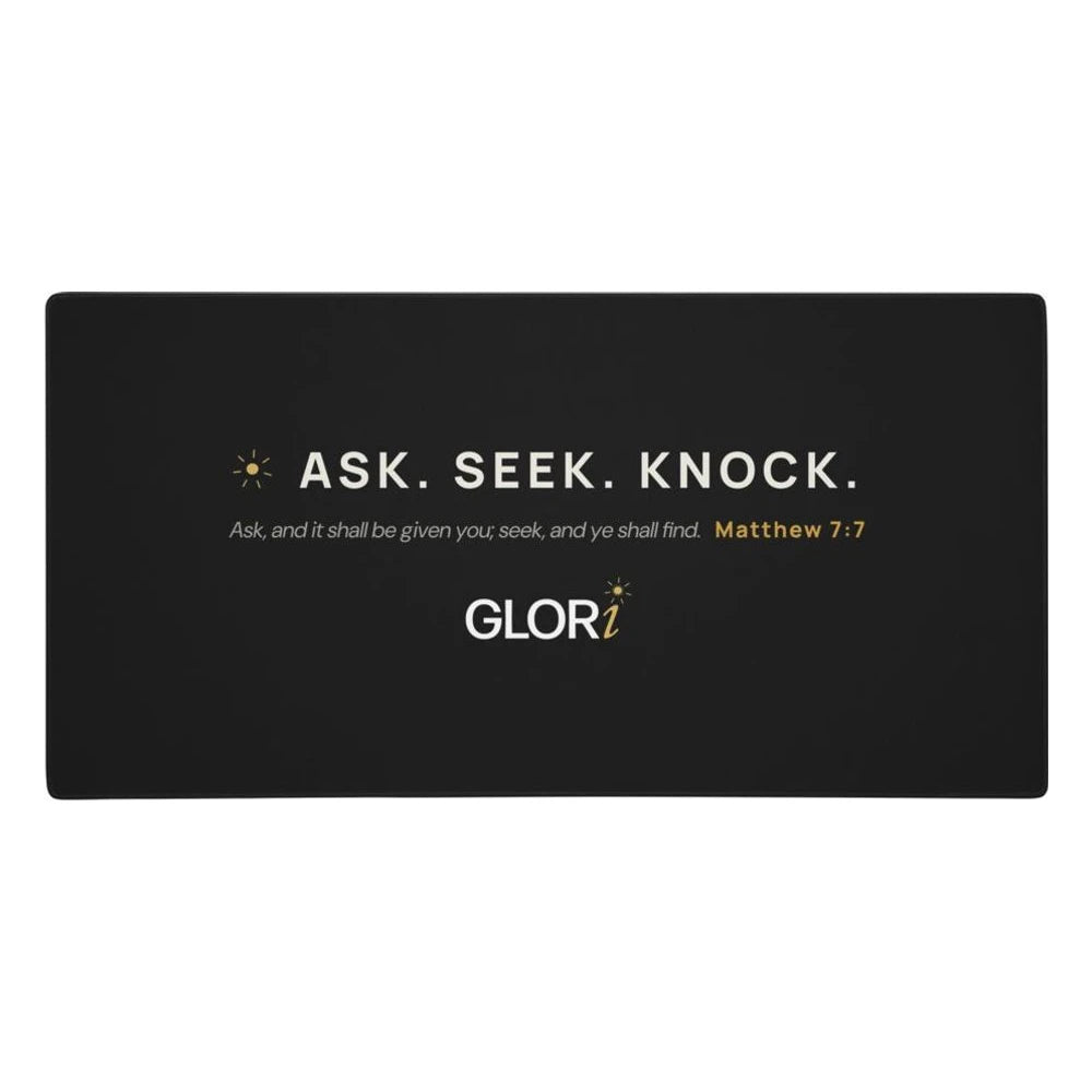 XL Desk Pad — Ask, Seek, Knock — Black