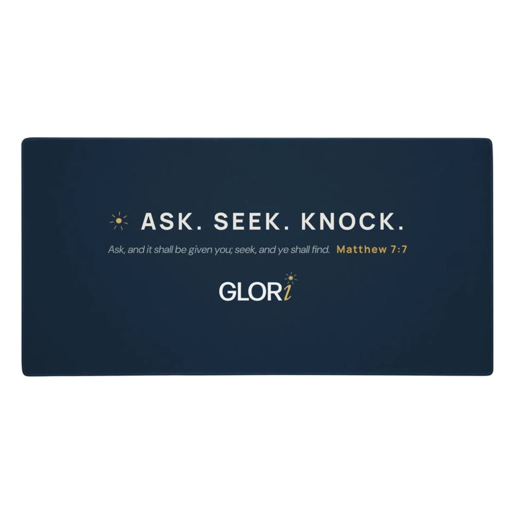 XL Desk Pad — Ask, Seek, Knock — Navy