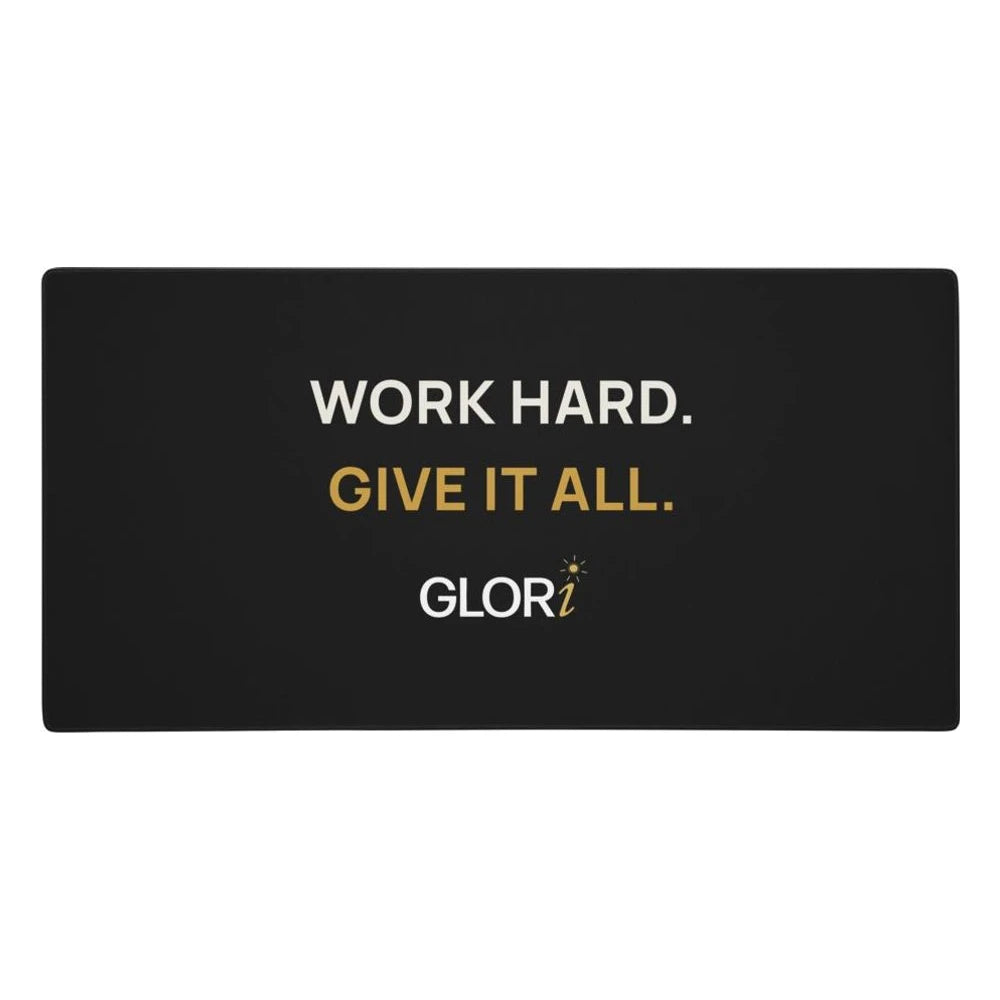 XL Desk Pad — Work Hard. Give It All. — Black