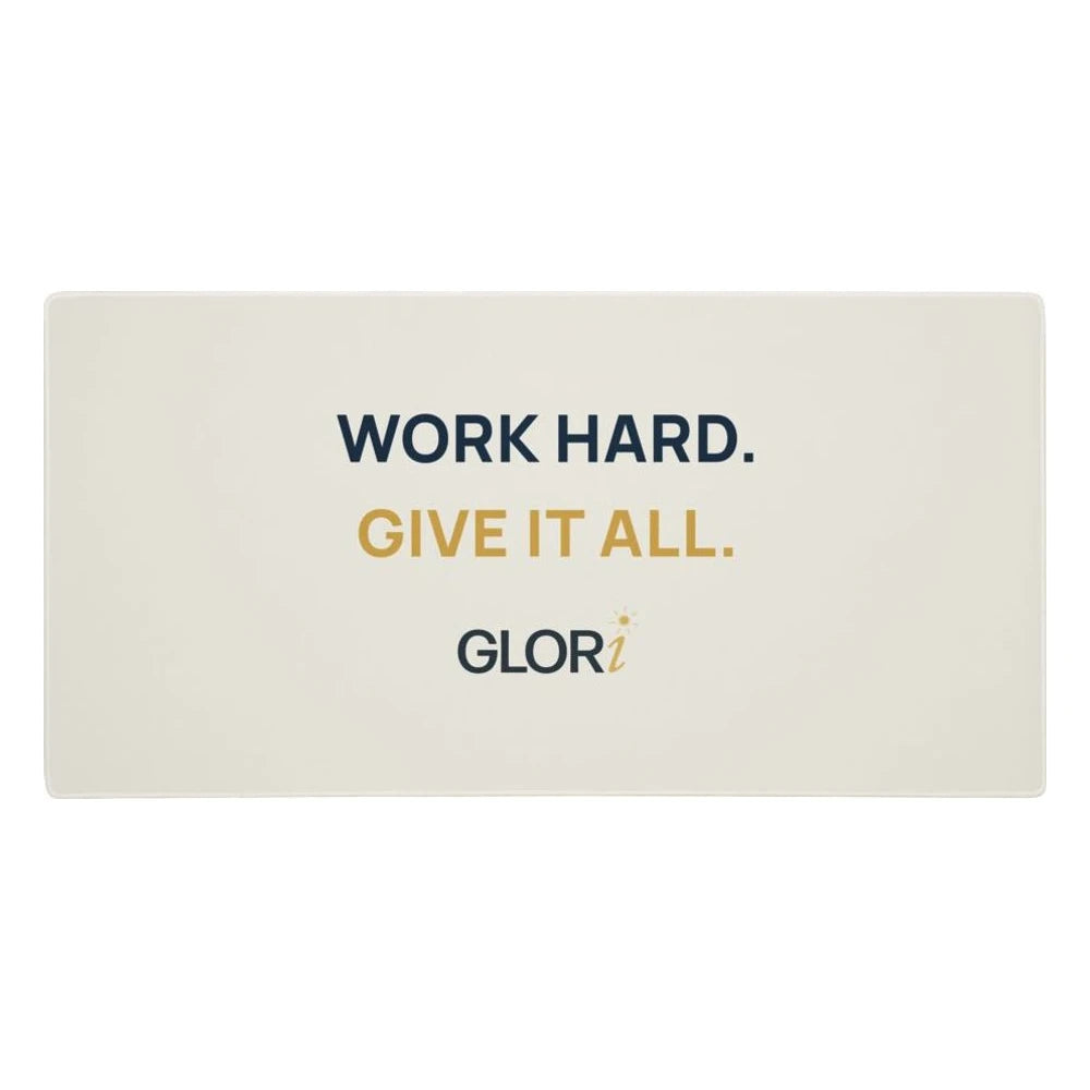 XL Desk Pad — Work Hard. Give It All. — Cream