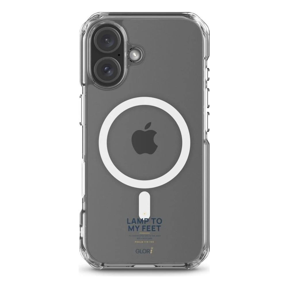 MagSafe Clear Case — Lamp to My Feet — Navy — iPhone 16