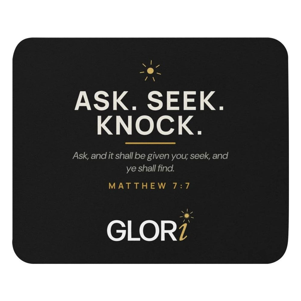 Mouse Pad — Ask, Seek, Knock — Black