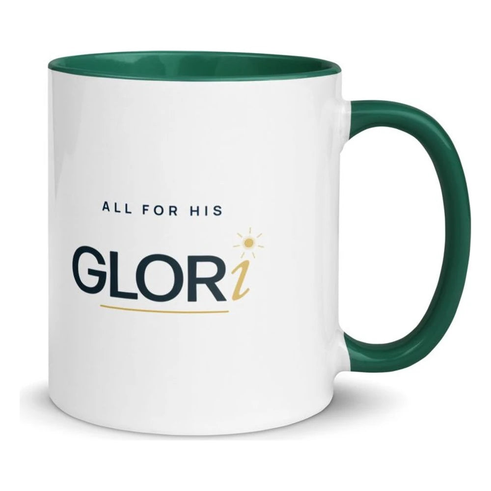 Ceramic Mug — All for His GLORi — Dark Green