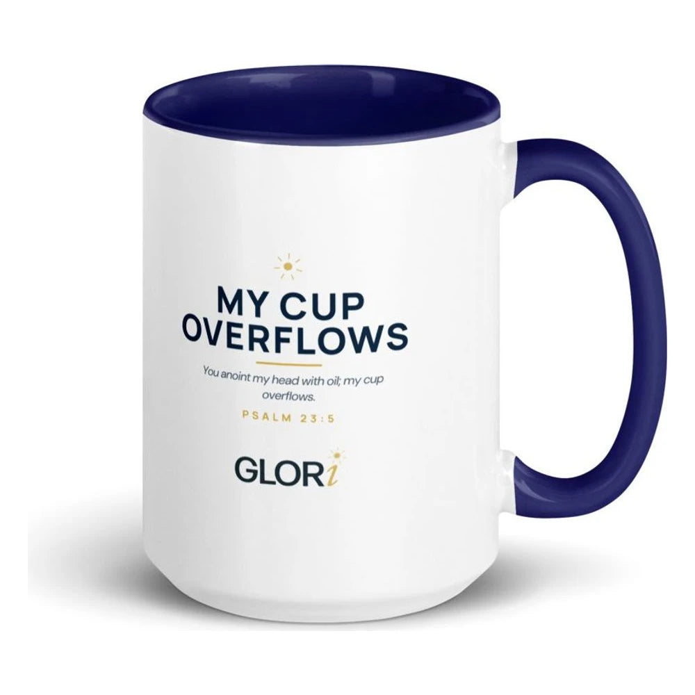 Ceramic Mug — My Cup Overflows — Dark Blue