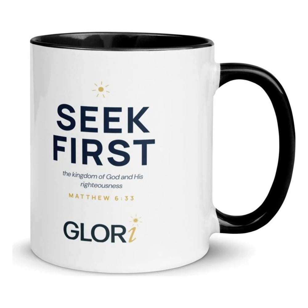 Ceramic Mug — Seek First — Black