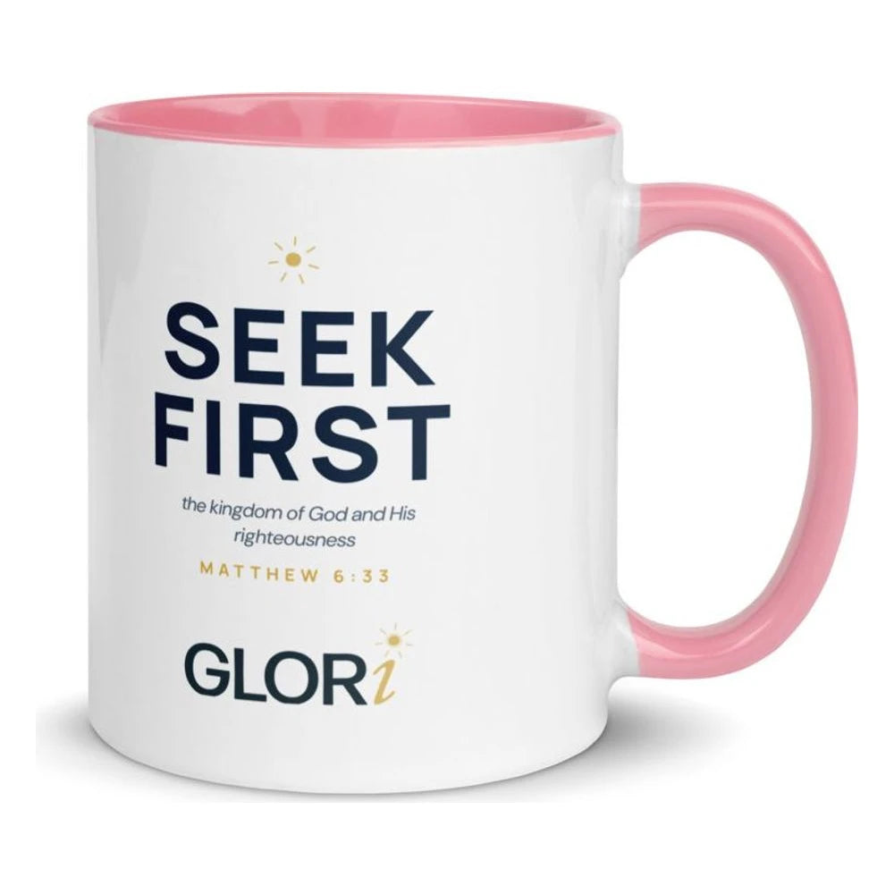 Ceramic Mug — Seek First — Pink