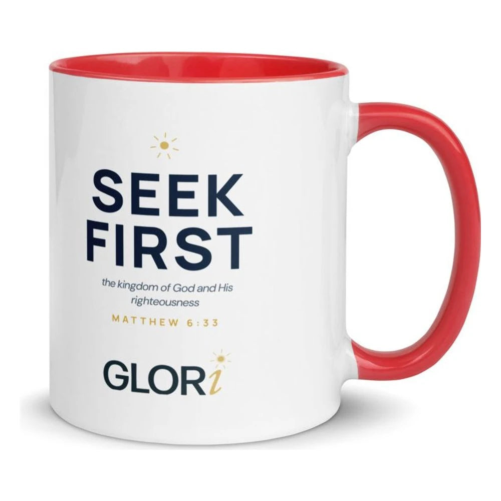 Ceramic Mug — Seek First — Red