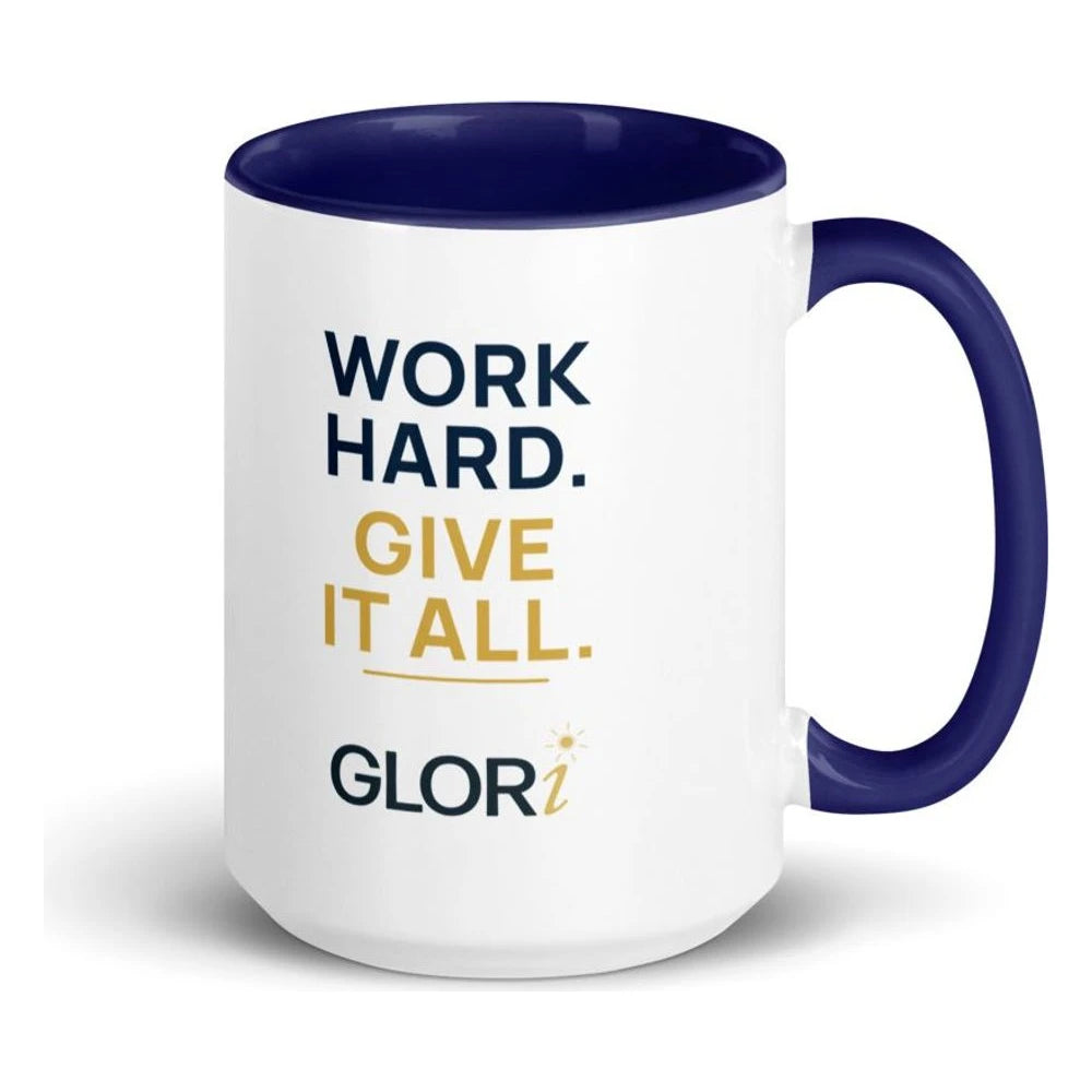 Ceramic Mug — Work Hard. Give It All. — Dark Blue