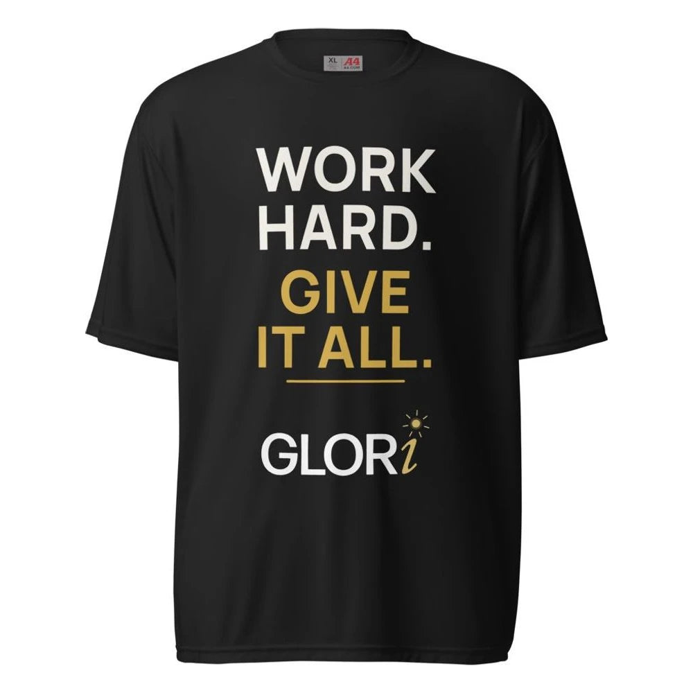 Performance Tee — Work Hard. Give It All. — Black