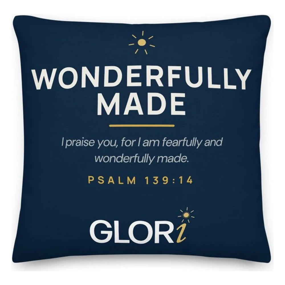 Throw Pillow — Wonderfully Made — Navy