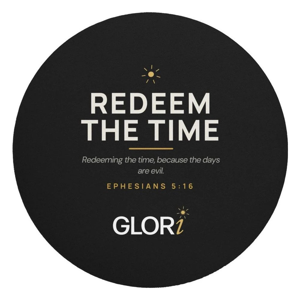 Round Mouse Pad — Redeem the Time — Black