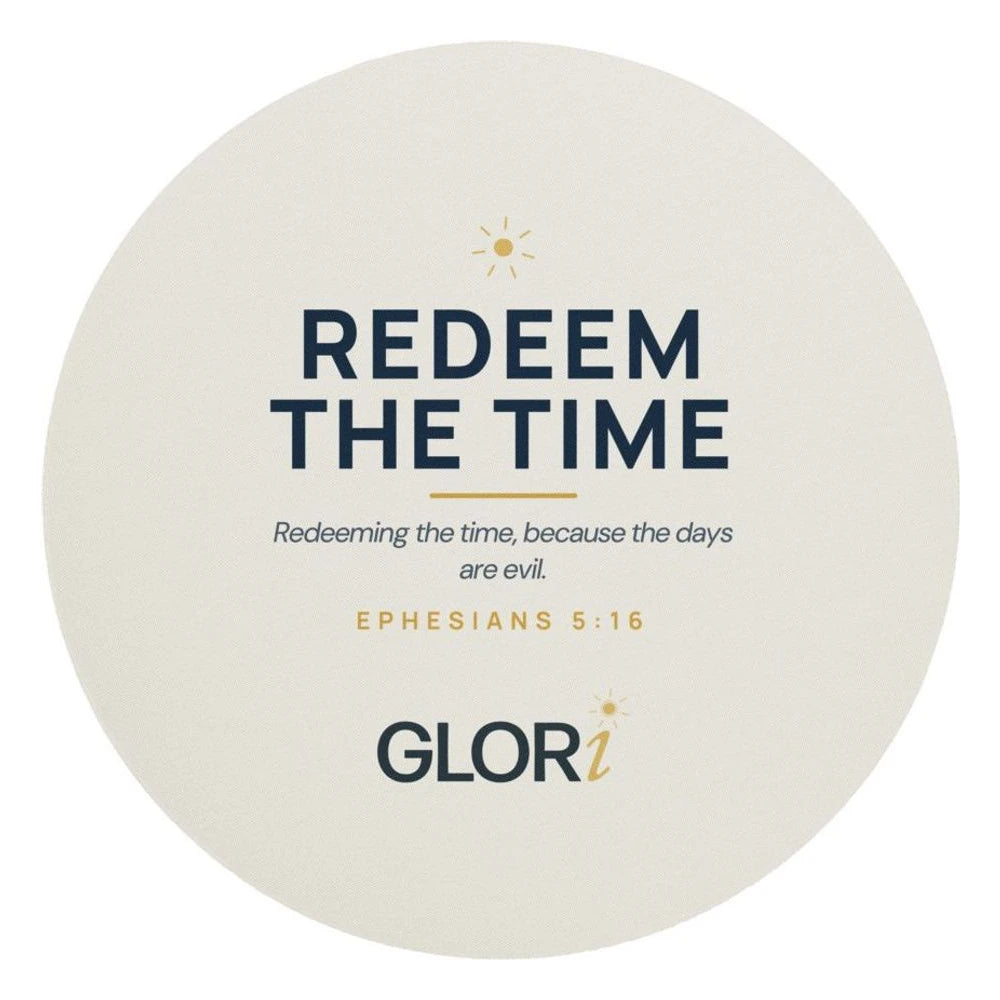 Round Mouse Pad — Redeem the Time — Cream