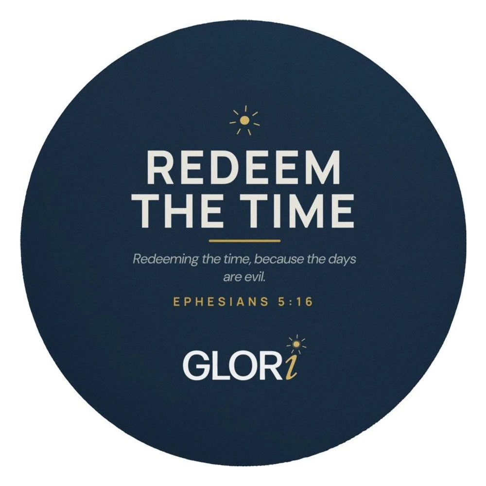 Round Mouse Pad — Redeem the Time — Navy