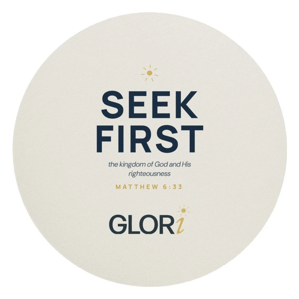 Round Mouse Pad — Seek First — Cream