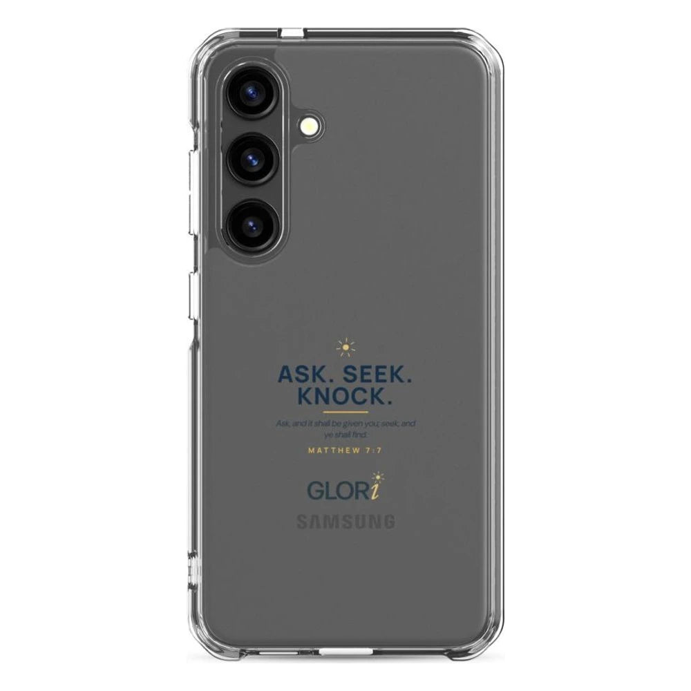 Galaxy Clear Case — Ask, Seek, Knock — Navy — Samsung Galaxy S24